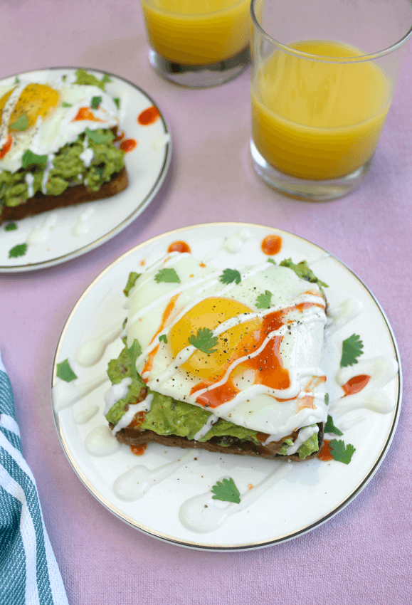 Brunch Jalapeno Avocado Cheese Toast with Sunny-side Up Egg